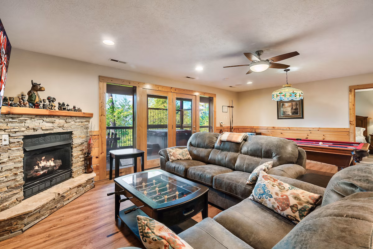 Lower lounge with foosball coffee table